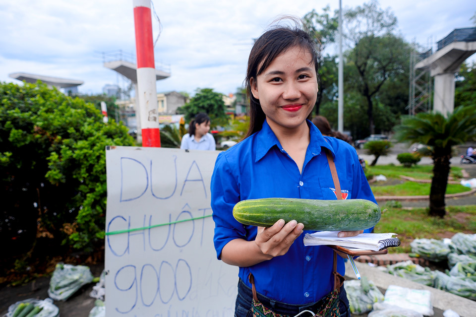 Sinh viên đội mưa giải cứu hàng tấn dưa chuột cho nông dân xứ Nghệ